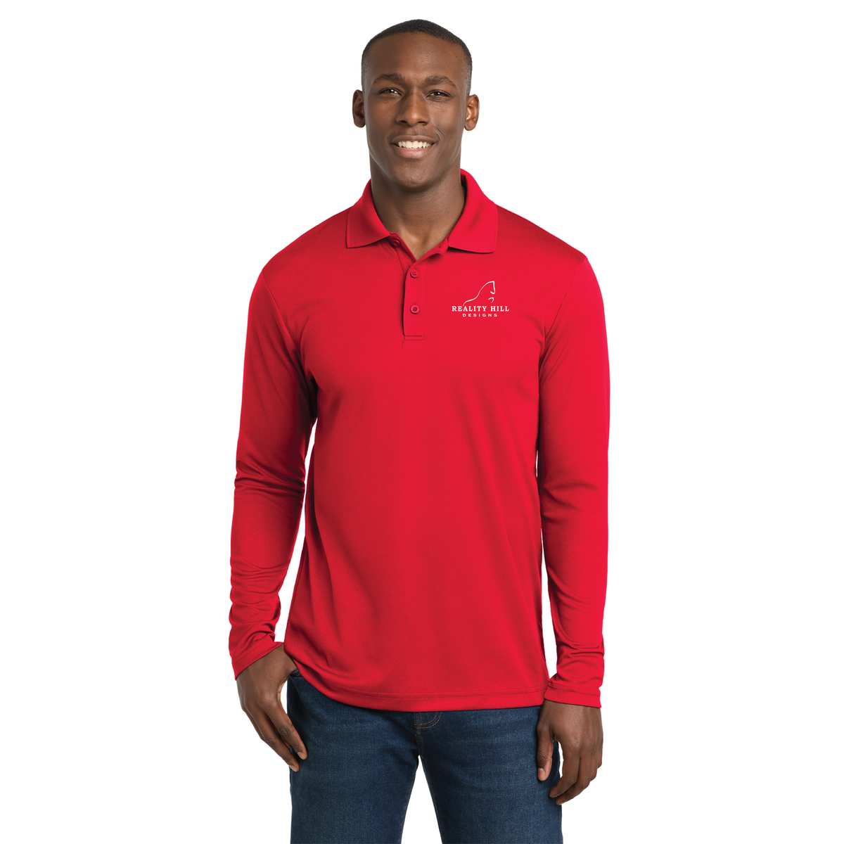 Men's Sport-Tek PosiCharge RacerMesh Long Sleeve Polo