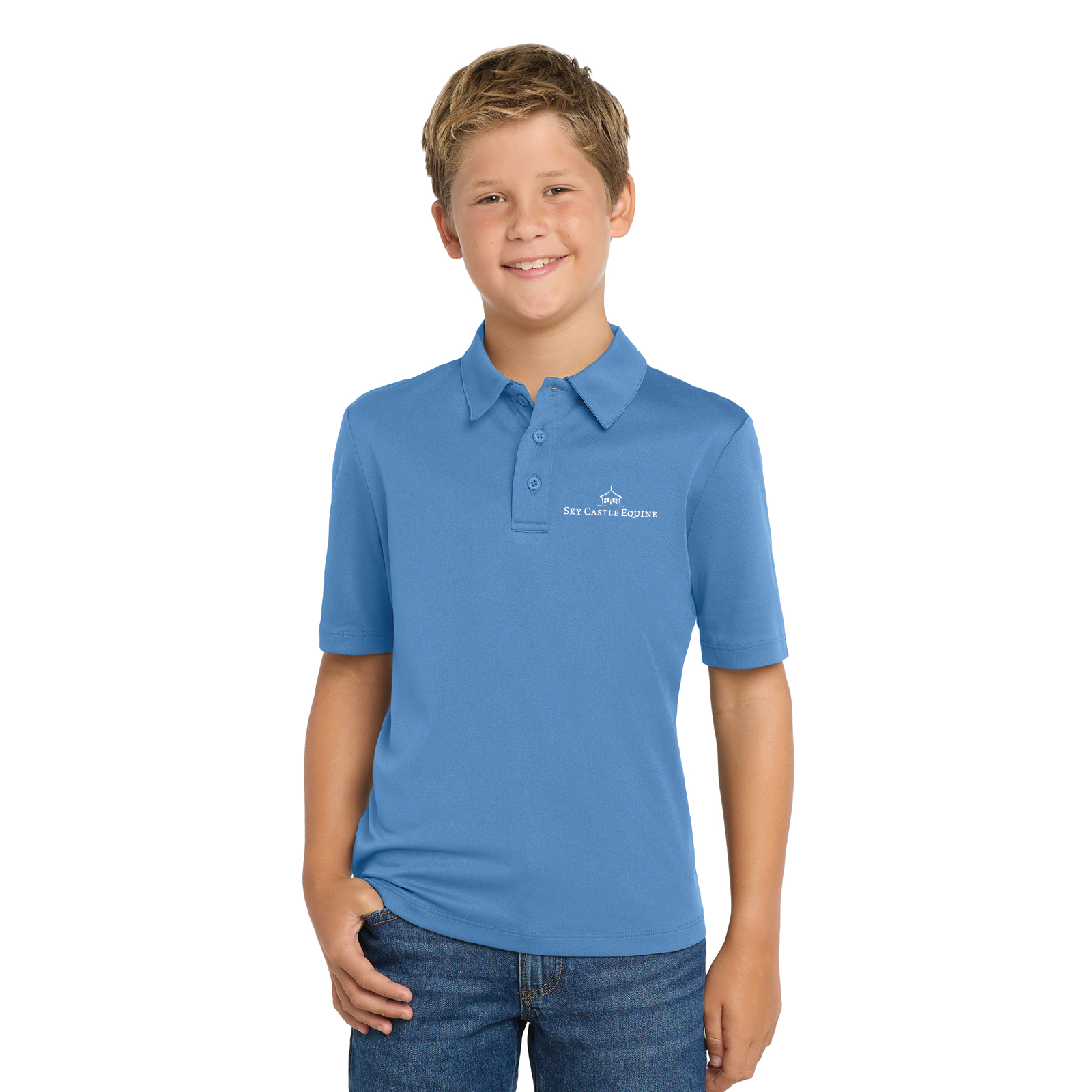 Sky Castle Equine Youth Port Authority Short Sleeve Silk Touch Polo