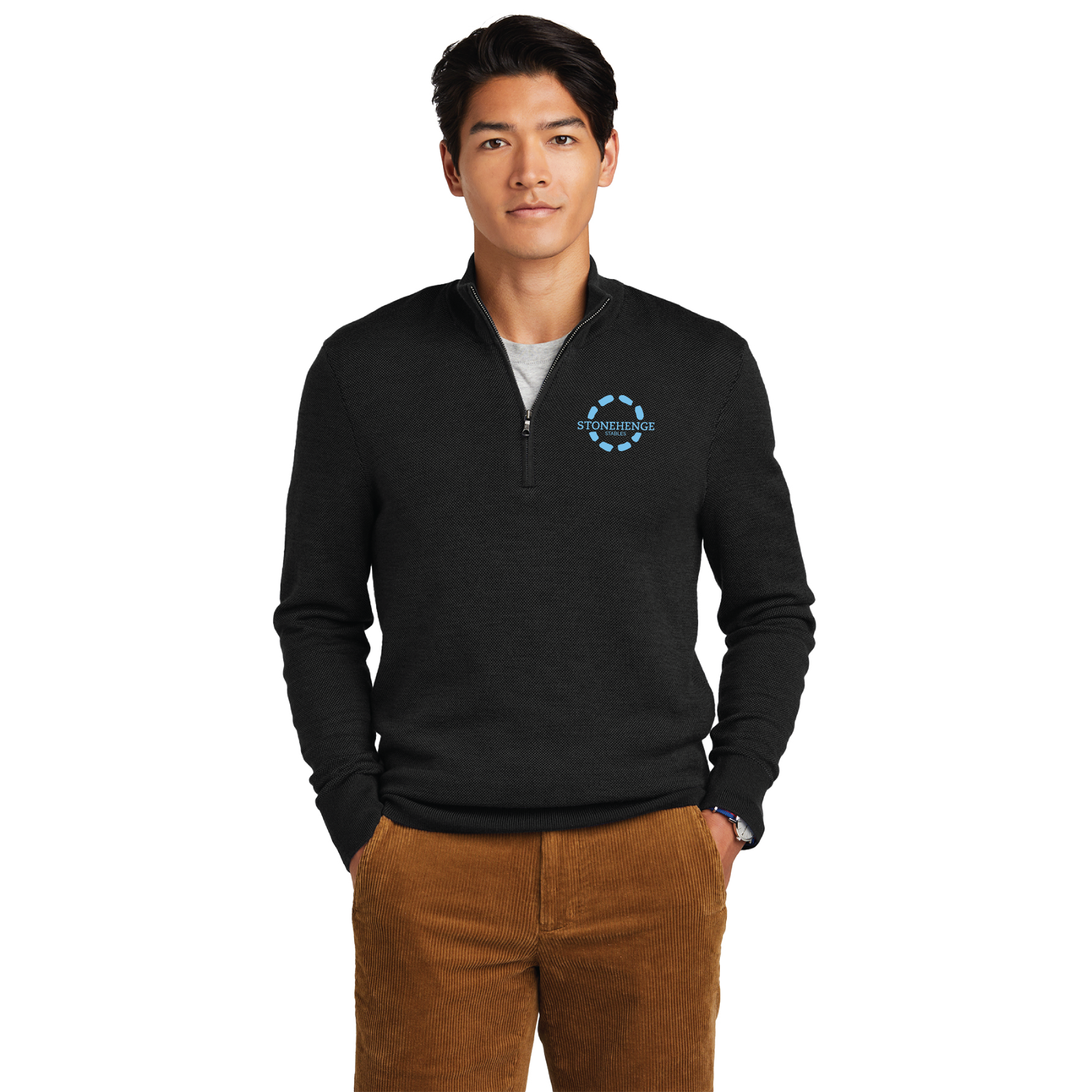 Stonehenge Stables Brooks Brothers® Washable Merino Birdseye 1/4-Zip Sweater