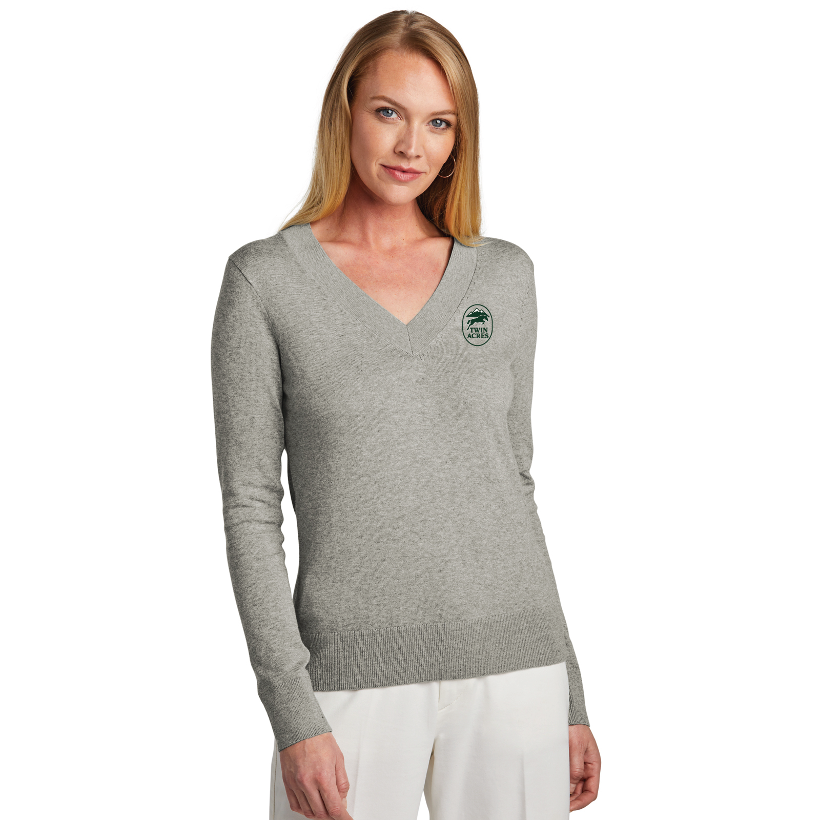 Twin Acres Women’s Brooks Brothers Cotton Stretch V-Neck Sweater