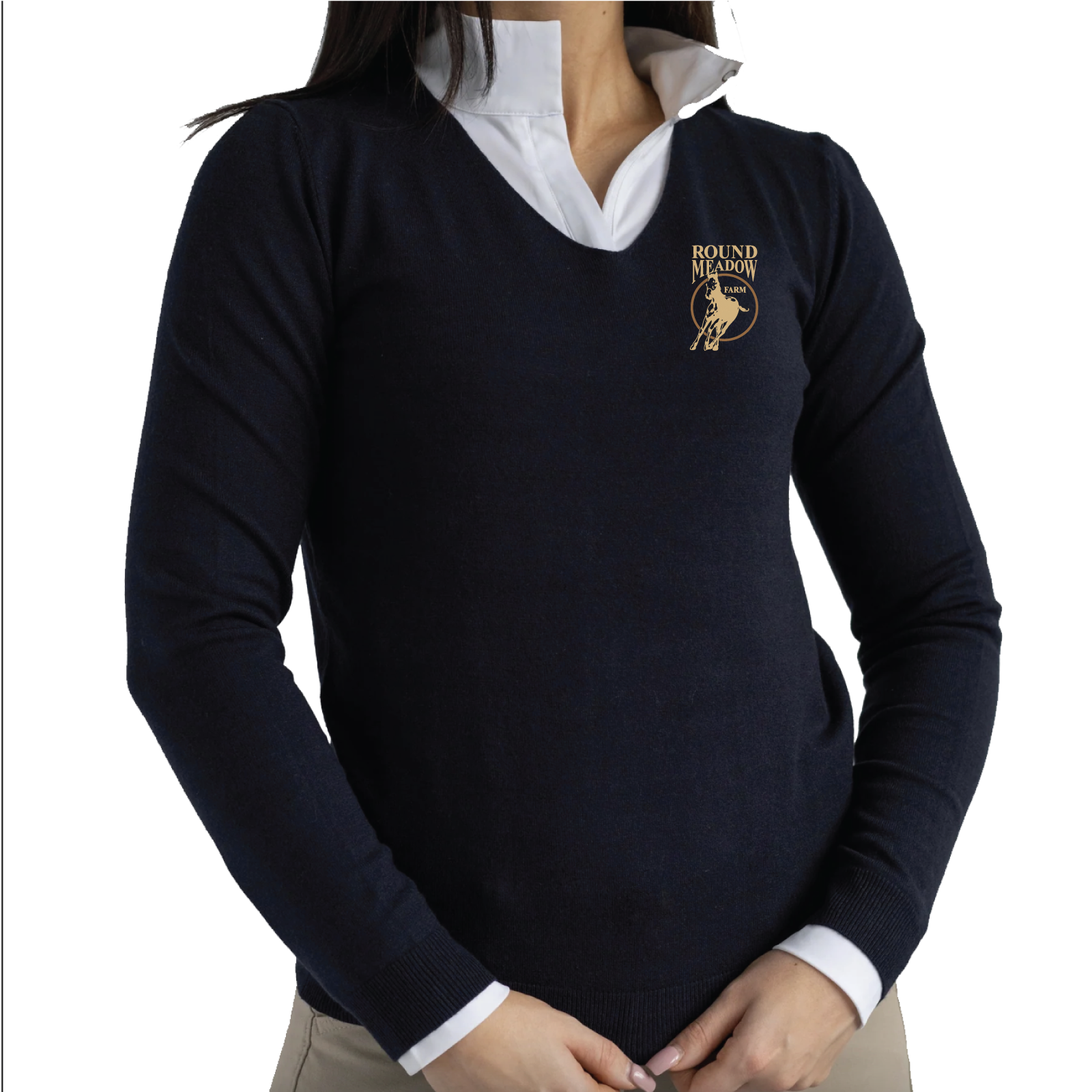 Round Meadow Women's TKEQ Essential V-Neck Sweater