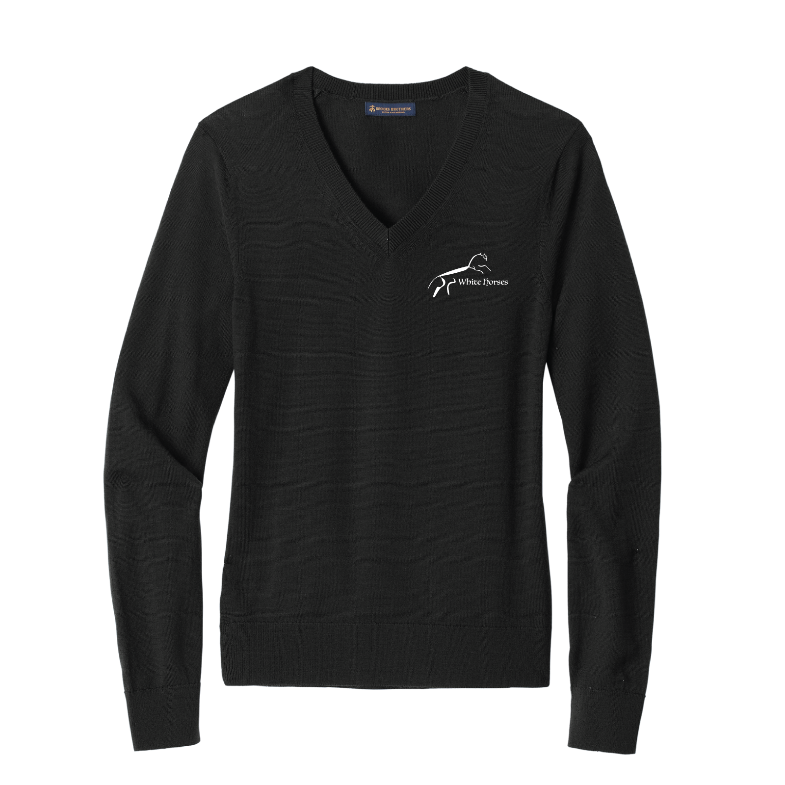 White Horses LLC Women's Brooks Brothers Washable Merino Wool V-Neck Sweater