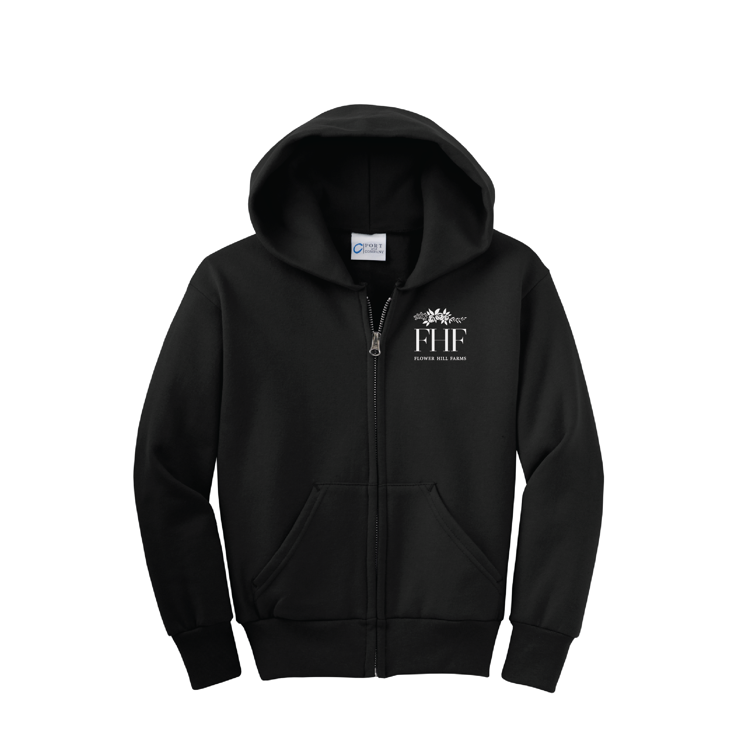 Flower Hill Farm Youth Port & Company Core Fleece Full-Zip Hood