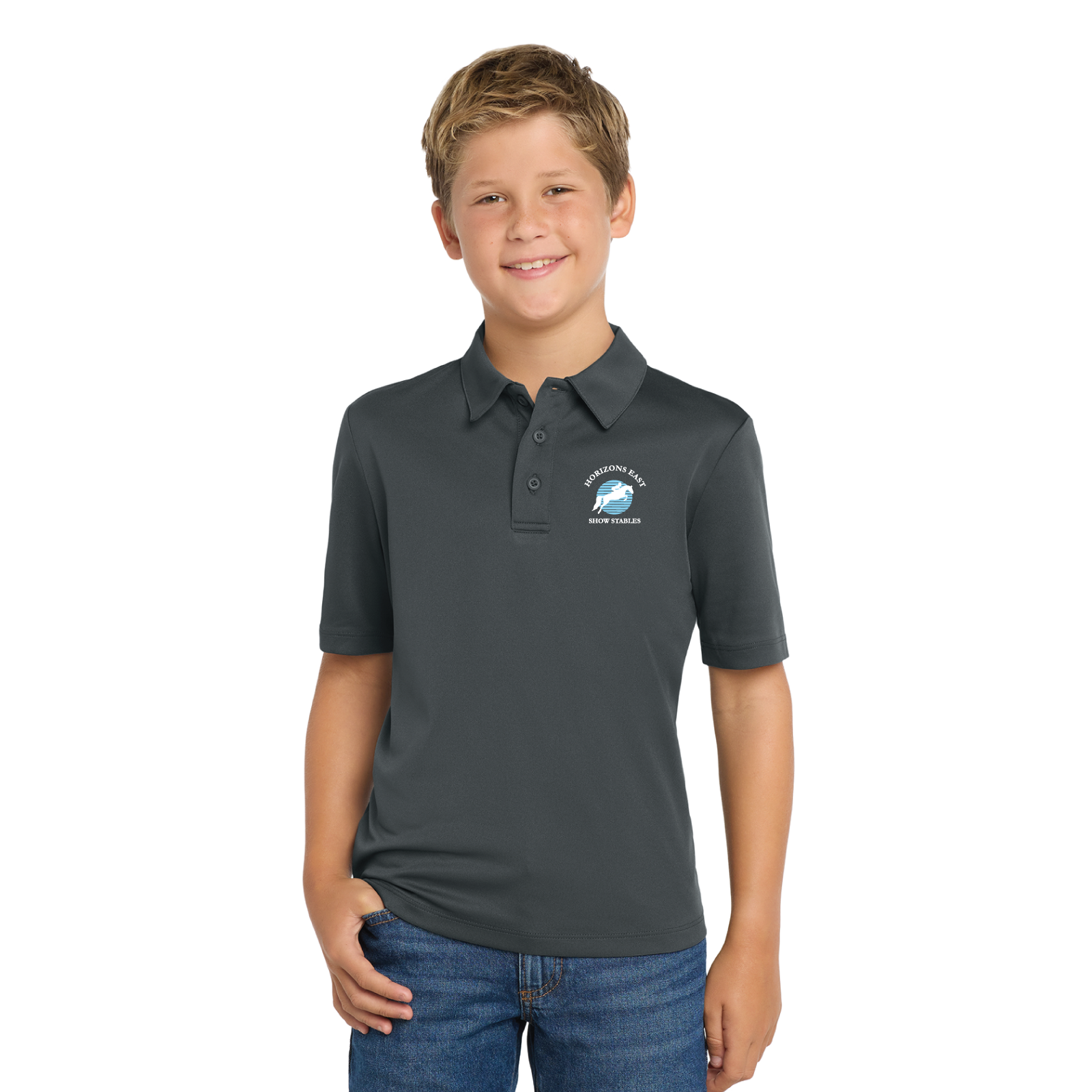 Horizons East Show Stables Youth Port Authority Short Sleeve Silk Touch Polo
