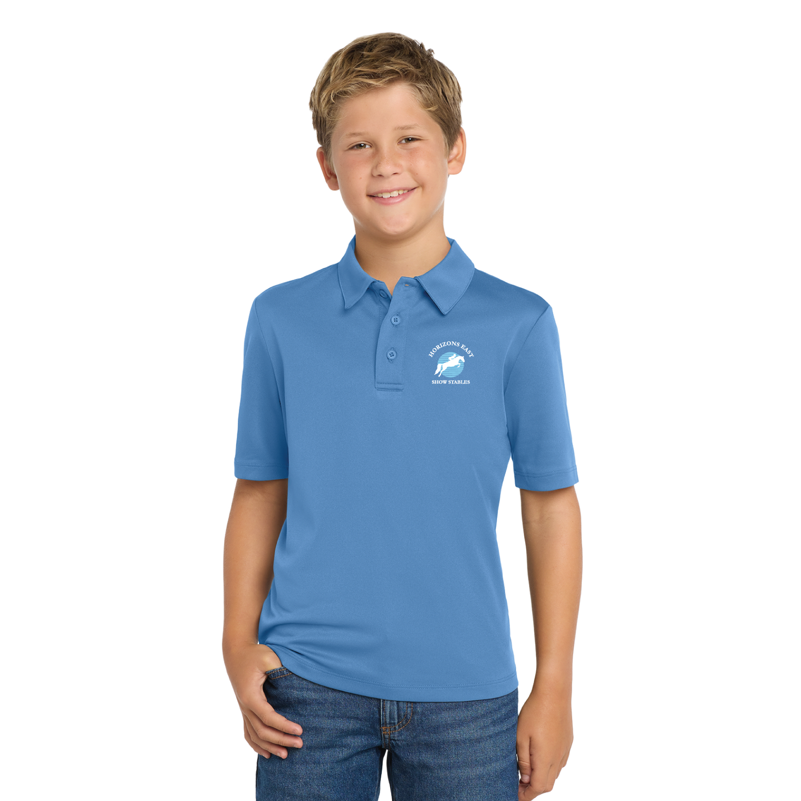Horizons East Show Stables Youth Port Authority Short Sleeve Silk Touch Polo